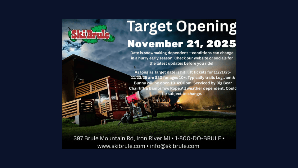 Snowmaking at Ski Brule resort in Iron River, Michigan before 2025 season opening