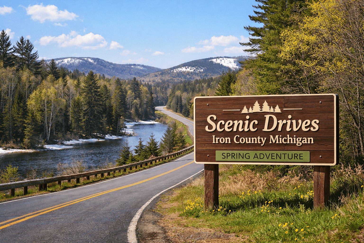 Iron County sign in the spring